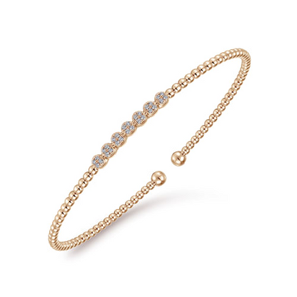14K Rose Gold Bujukan Bead and Cluster Diamond Bangle