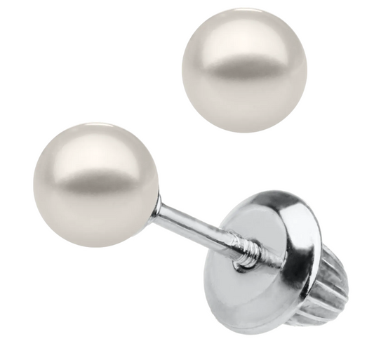 14K White Gold Pearl Earrings