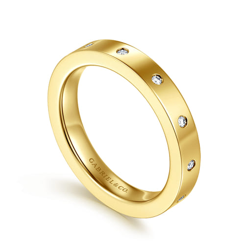 14K Yellow Gold Burnish Diamond Eternity Band (.09 CTW)