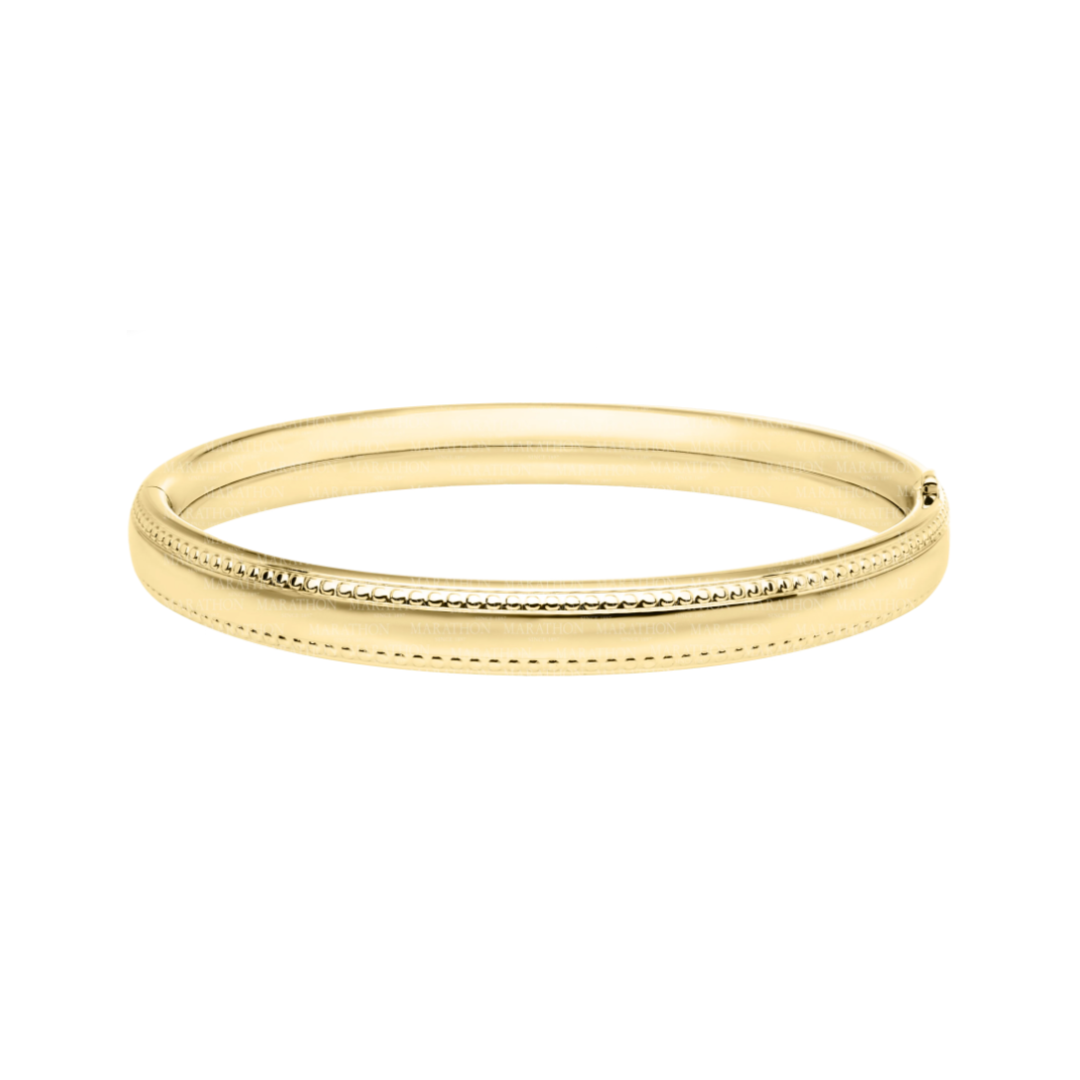 14K Yellow Gold Filled Baby Beaded Edge Bangle