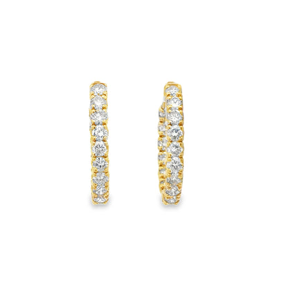 14K Yellow Gold Diamond Hoop Earrings  - 5.50 Carats
