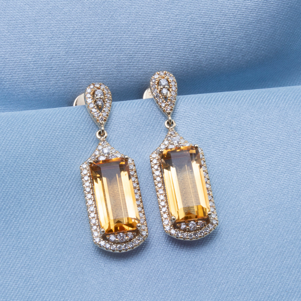 Art Deco Emerald Cut Blue Topaz Earrings