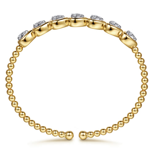 14K White and Yellow Gold Bujukan Pear Bezel Diamond Split Bangle Bracelet (.49 CTW)