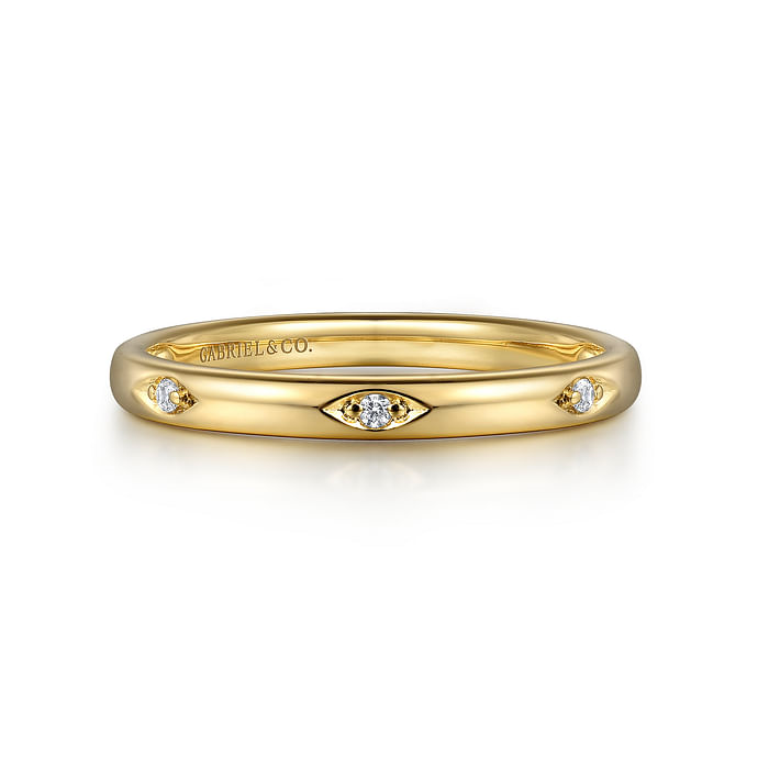 14K Yellow Gold Diamond Stackable Ladies Ring