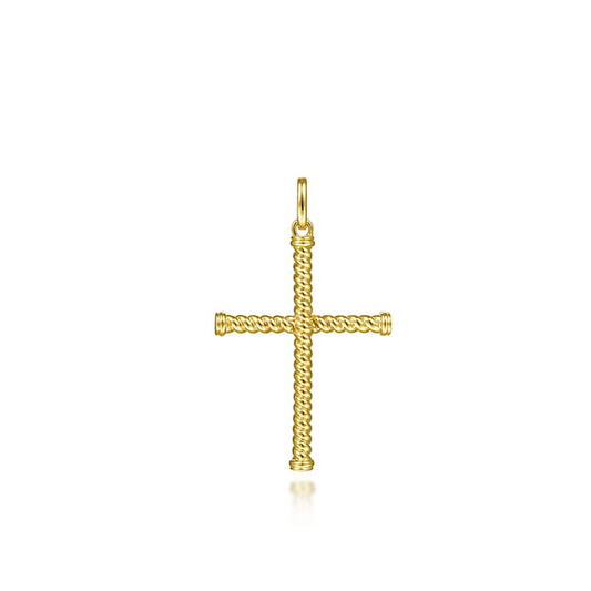 14K Yellow Gold Twisted Rope Cross Pendant