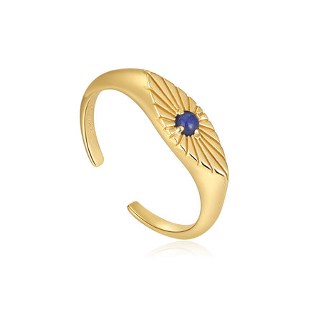 Ania Haie | Gold Lapis Evil Eye Adjustable Ring