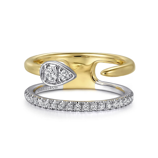 Gabriel & Co | 14K White and Yellow Gold Diamond Easy Stackable Ladies Ring