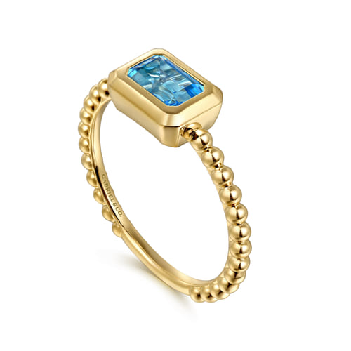 14K Yellow Gold Blue Topaz Bujukan Promise Ring