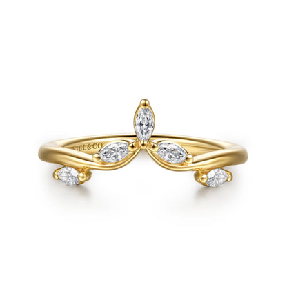 14K Yellow Gold Marquise Diamond Anniversary Band – Floral Nouveau Collection (.24 CTW)