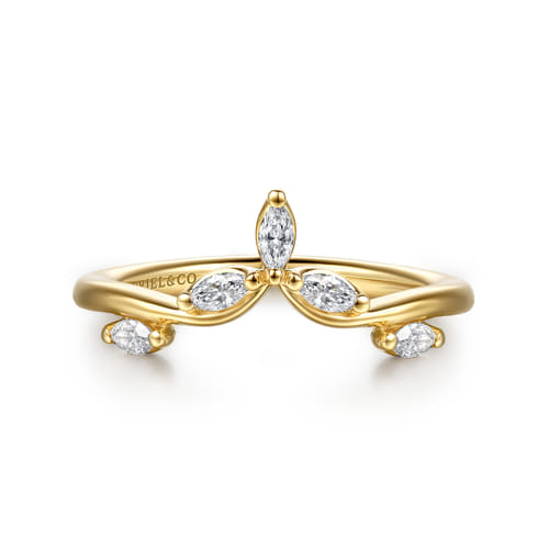 14K Yellow Gold Marquise Diamond Anniversary Band – Floral Nouveau Collection (.24 CTW)
