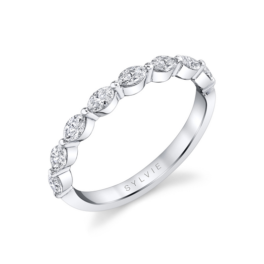 Single Prong Wedding Band with Marquise Diamonds