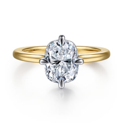 14K White and Yellow Gold Diamond Engagement Ring Setting – Contemporary Collection