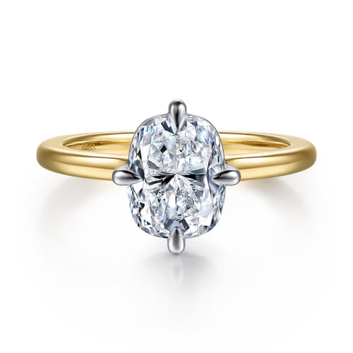 14K White and Yellow Gold Diamond Engagement Ring Setting – Contemporary Collection