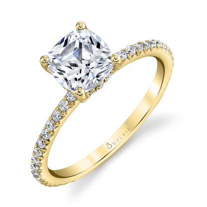 Maryam - 14K Yellow Gold Cushion Cut Engagement Ring