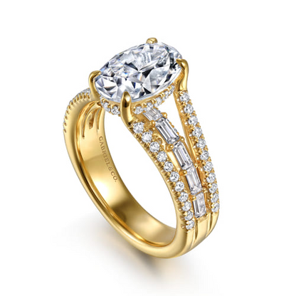 14K Yellow Gold Diamond Engagement Ring – Contemporary Collection (1.03 CTW Accent Diamonds)