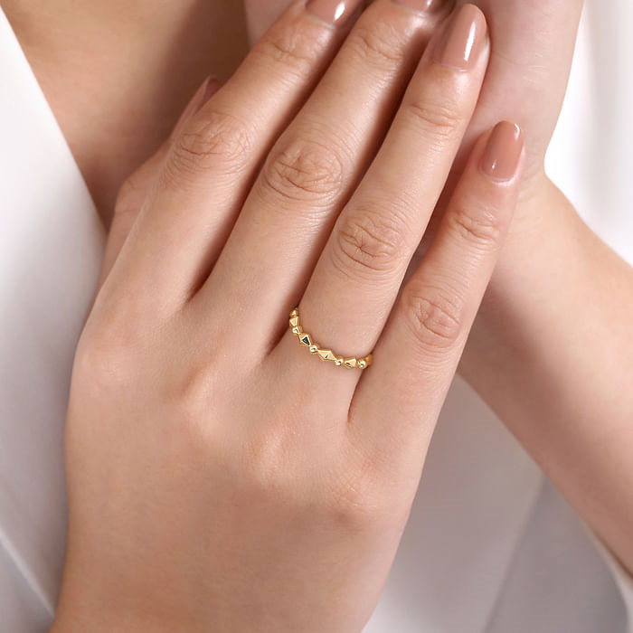 14K Yellow Gold Geometric Station Stackable Ring