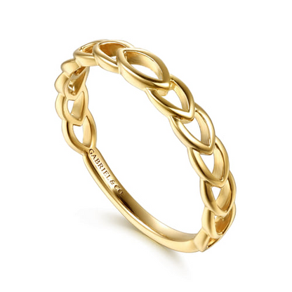 14K Yellow Gold Marquise Shape Stackable Ring