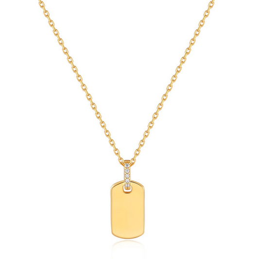 Gold Glam Tag Pendant Necklace