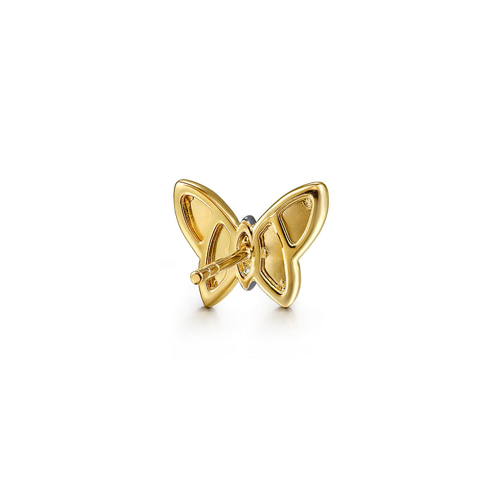 14K Yellow Gold Diamond Butterfly Stud Earrings