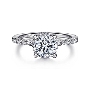 Hart - 14K White Gold Hidden Halo Round Diamond Engagement Ring