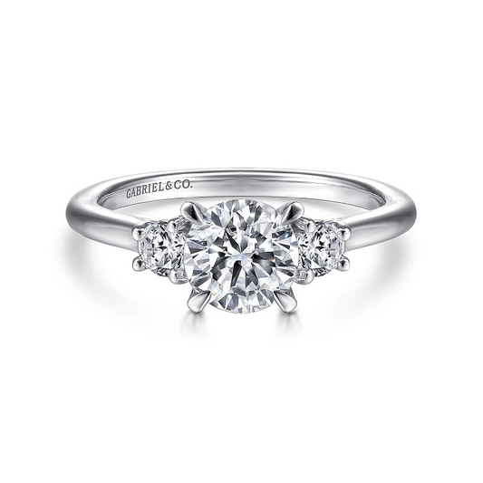 Gabriel & Co | Sanaa - 14K White Gold Round 3 Stone Diamond Engagement Ring