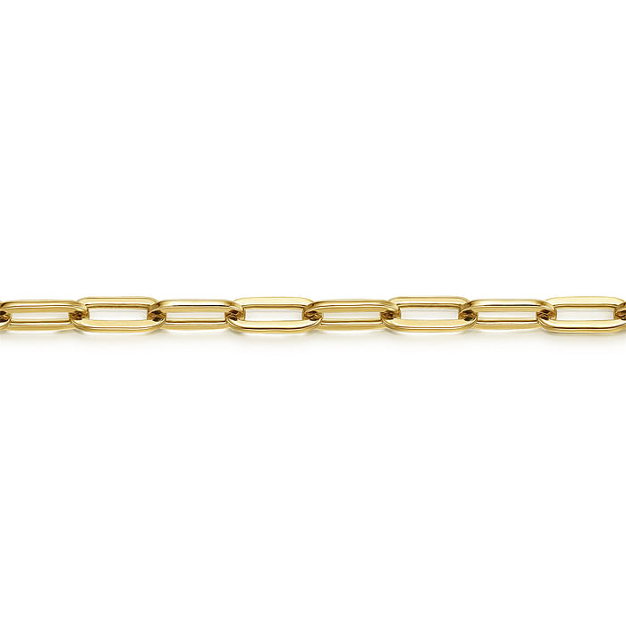 14K Yellow Gold Hollow Paperclip Chain Bracelet