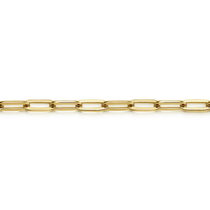 14K Yellow Gold Hollow Paperclip Chain Bracelet