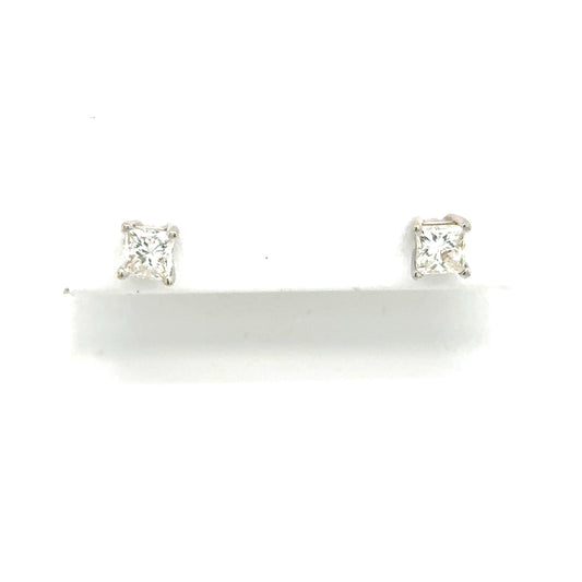 Kirkland Jewelry Estate | 14K White Gold Princess Cut Diamond Solitaire Earrings