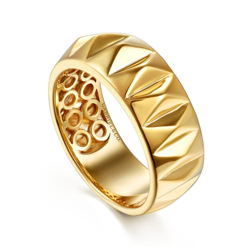 14K Yellow Gold Pyramid Bold Stackable Cigar Band – Kaslique Collection