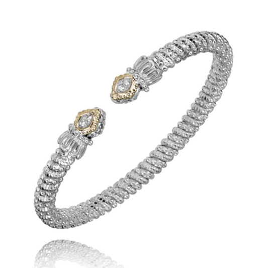 14K Yellow Gold and Sterling Silver Diamond Bangle Bracelet