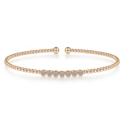 14K Rose Gold Bujukan Bead and Cluster Diamond Bangle