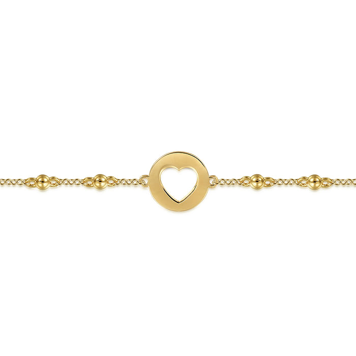 14K Yellow Gold Open Heart Bujukan Chain Bracelet