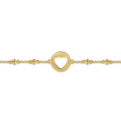 14K Yellow Gold Open Heart Bujukan Chain Bracelet