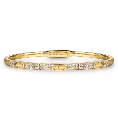 14K Yellow Gold Diamond Pyramid Rhombus Station Bangle – Kaslique Collection (.52 CTW)