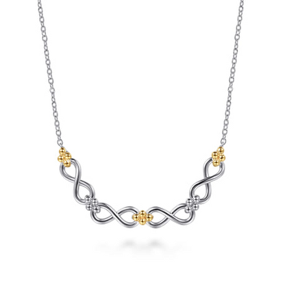 14K Yellow Gold and Sterling Silver Bujukan Infinity Bar Necklace