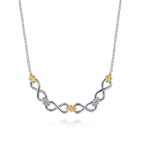 14K Yellow Gold and Sterling Silver Bujukan Infinity Bar Necklace