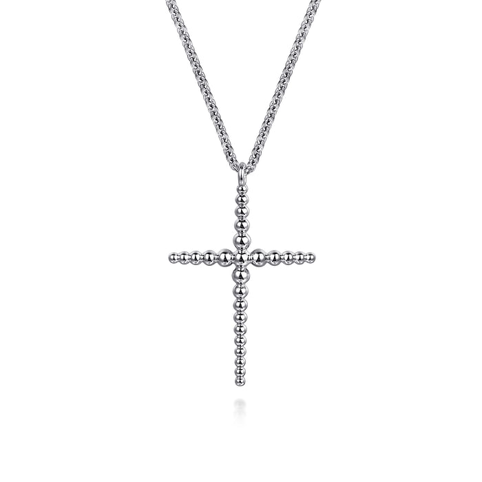 Sterling Silver Bujukan Beads Cross Pendant Necklace