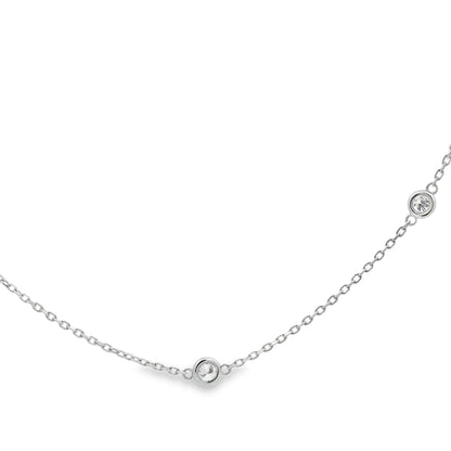 14K White Gold Diamonds by the Yard Style Necklace - 1.55 Carats