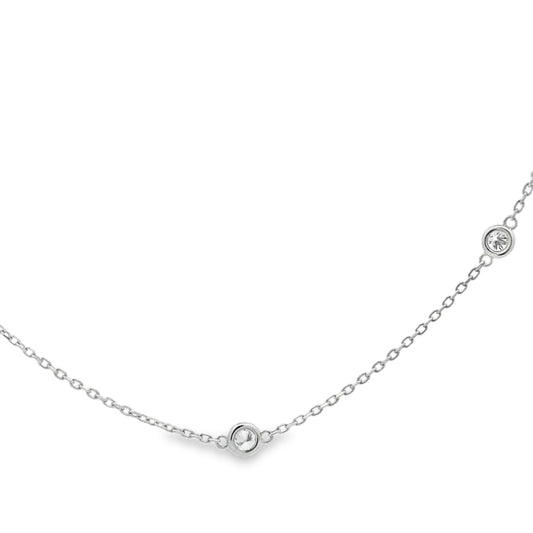 14K White Gold Diamonds by the Yard Style Necklace - 1.55 Carats