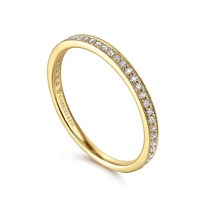 14K Yellow Gold Pave Diamond Eternity Stackable Ring