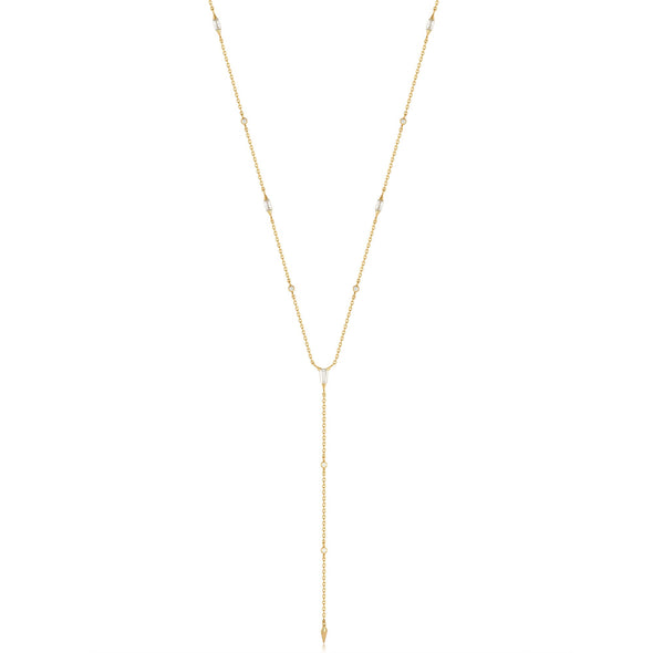 Gold Sparkle Point Y Necklace