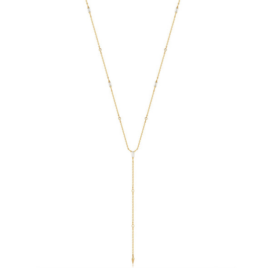 Gold Sparkle Point Y Necklace