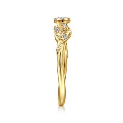 14K Yellow Gold Diamond Stackable Promise Ring (.10 CTW)