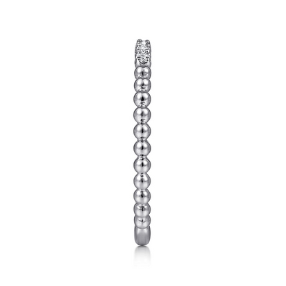 14K White Gold Bujukan Bead and Diamond Stackable Ring