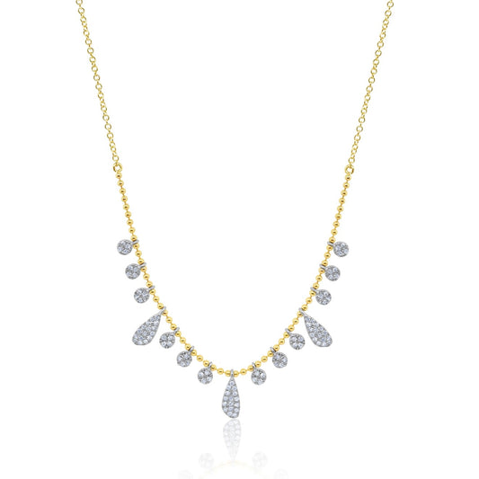 Meira T Designs | Yellow Gold Ball Chain Diamond Charms Necklace