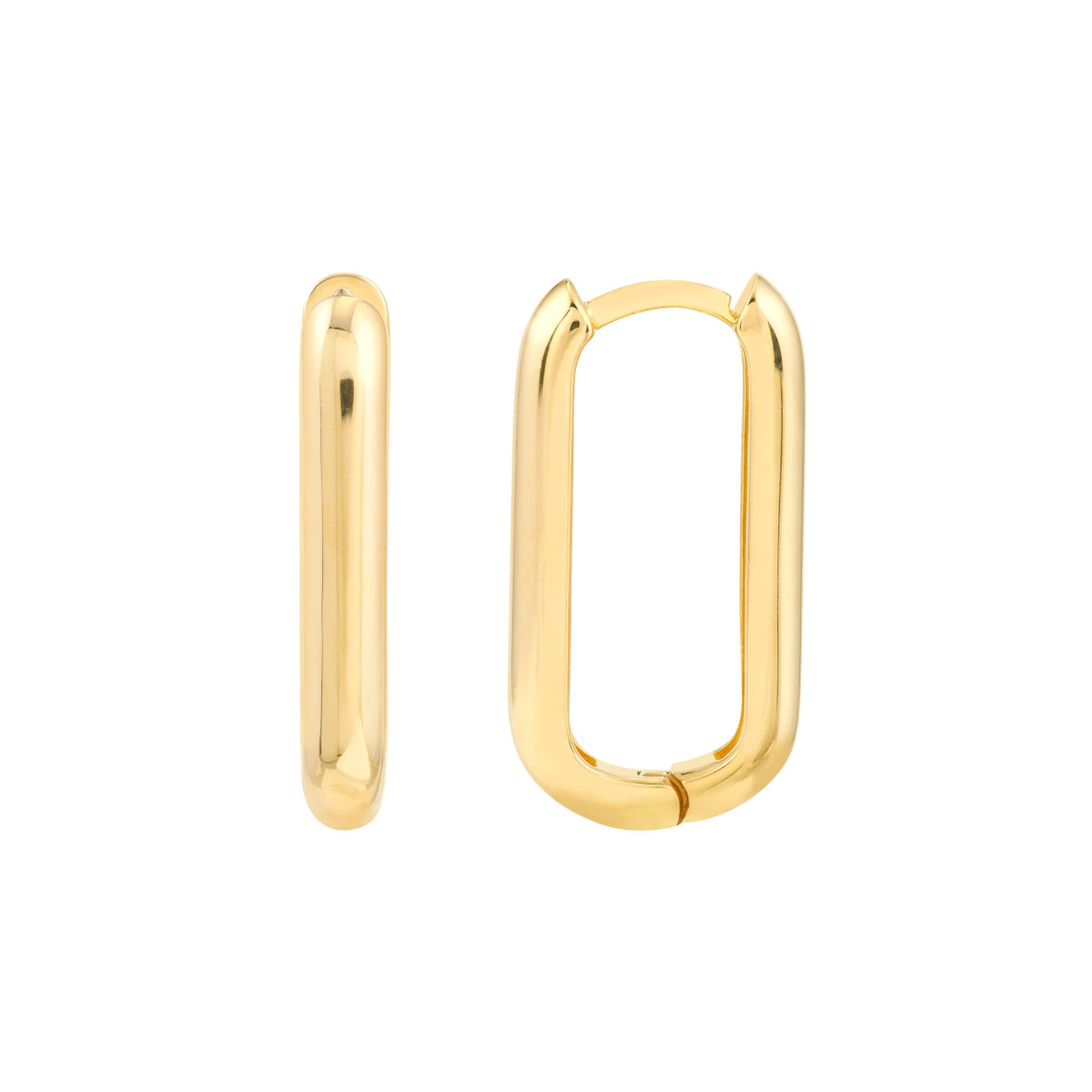 14K Yellow Gold Polished Oblong Mini Hoops