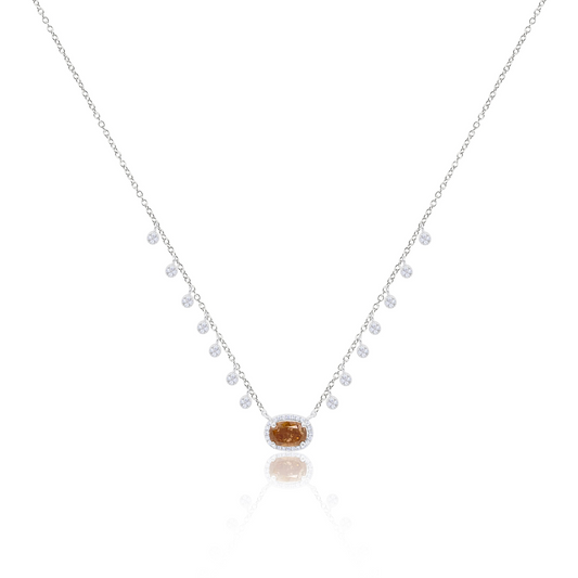 Meira T Designs | White Gold Brown Diamond and Bezel Necklace
