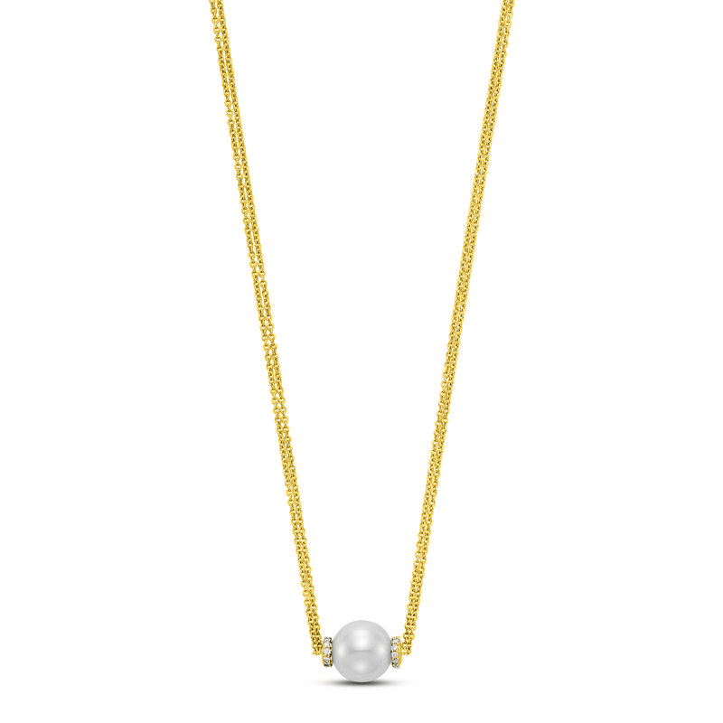 Diamond and Freshwater Pearl Pendant Necklace