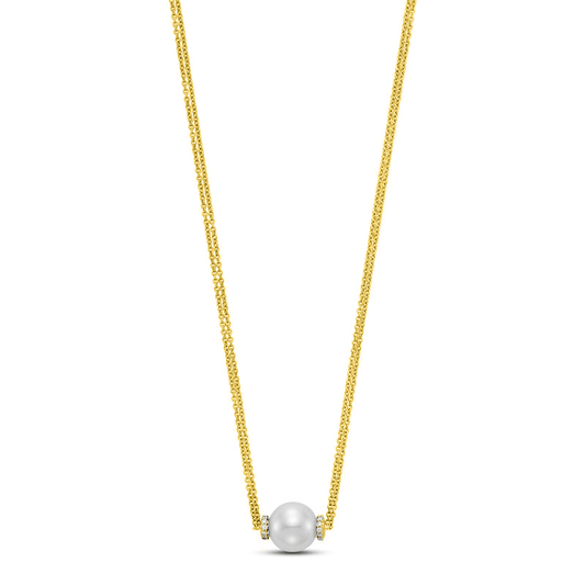 Diamond and Freshwater Pearl Pendant Necklace