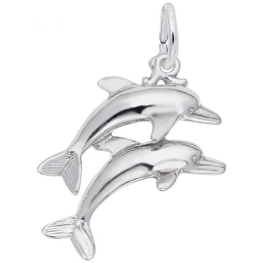 Rembrandt Charms | Two Dolphins Jumping Charm
